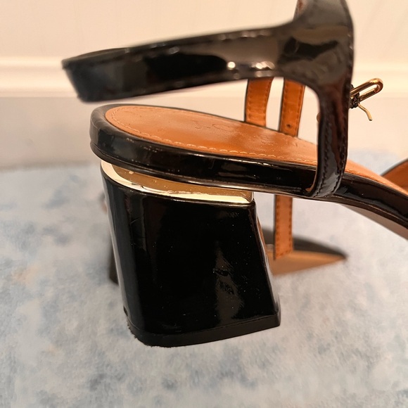 Black Patent Leather Block Heel Women's Shoes - Picture 4 of 5